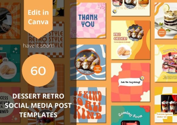 Elevate Your Feed with 60 Dessert Retro Social Media Templates