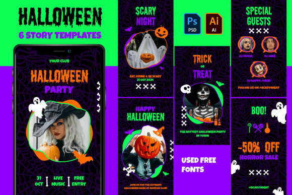 Neon Halloween Story Templates: Your 6-Story Spooky Arsenal
