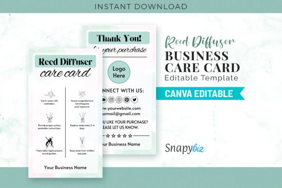 Reed Diffuser Care Card Canva Templates for Your Brand