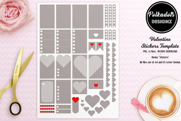 Valentine Stickers Templates: Customize Your February Planner